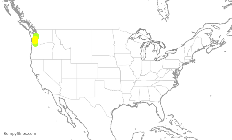 Turbulence forecast map for ASA1391, PDX to SEA
