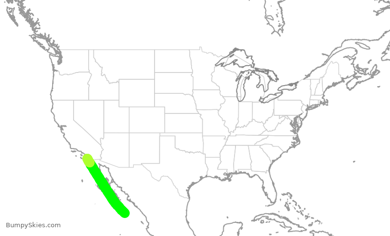 Turbulence forecast map for ASA1395, SJD to SAN