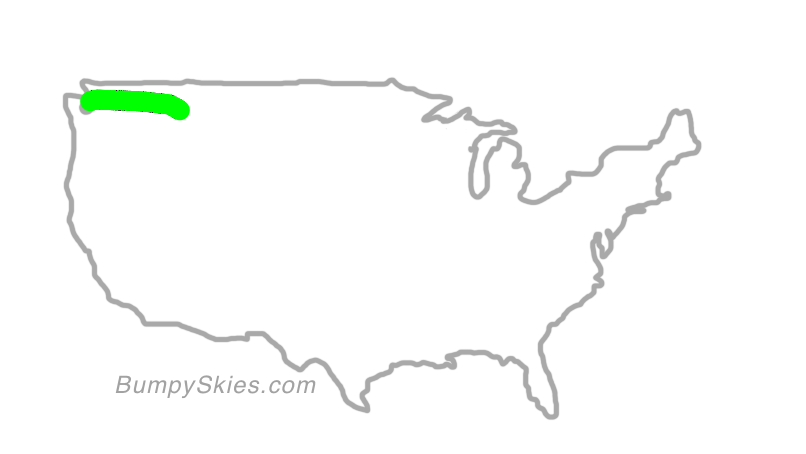 Map of continental US with illustrated flight path and turbulence forecast (described in text below)