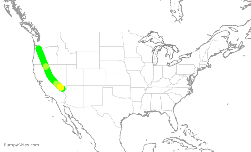 Turbulence forecast map for ASA1403, PDX to LAS