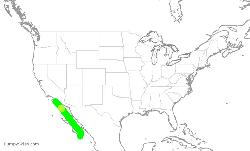 Turbulence forecast map for ASA1414, SAN to SJD
