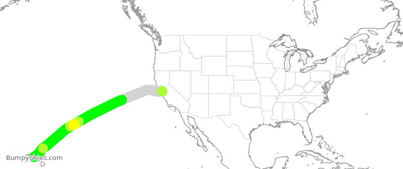 Turbulence forecast map for ASA1416, SJC to HNL