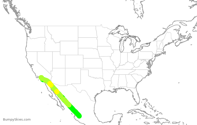 Turbulence forecast map for ASA1419, MGL to LAX
