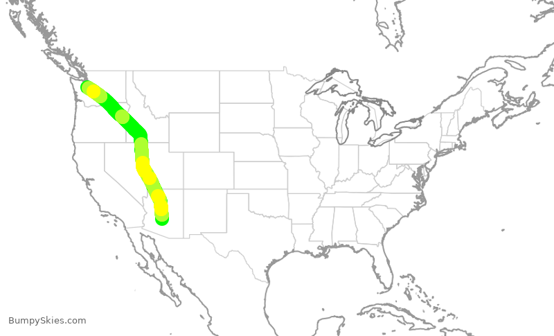 Turbulence forecast map for ASA1423, PHX to SEA