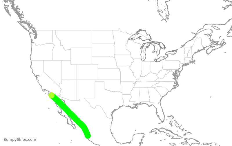 Turbulence forecast map for ASA1424, SAN to PVR