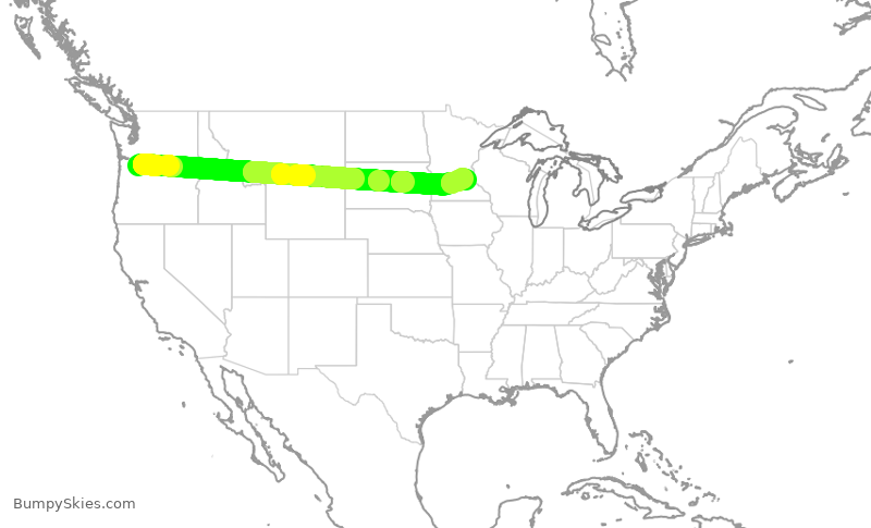 Turbulence forecast map for ASA1429, PDX to MSP