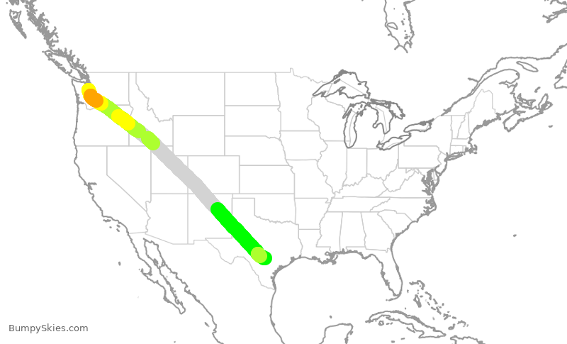 Turbulence forecast map for ASA1429, SEA to SAT