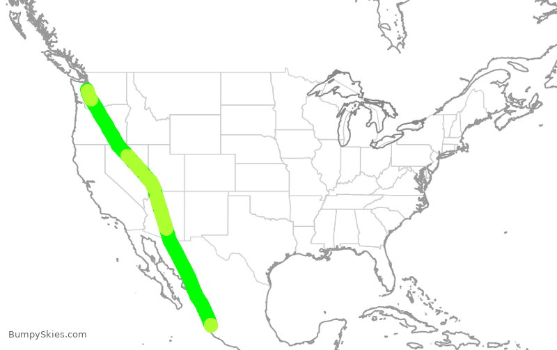 Turbulence forecast map for ASA1430, SEA to PVR