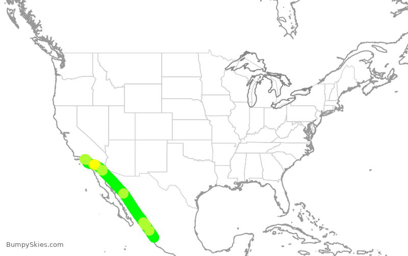 Turbulence forecast map for ASA1431, PVR to LAX