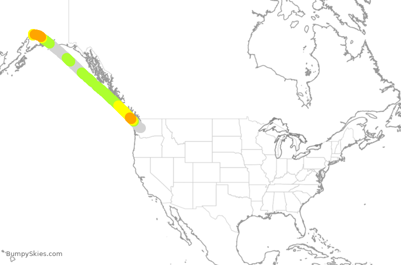 Turbulence forecast map for ASA1434, SEA to ANC