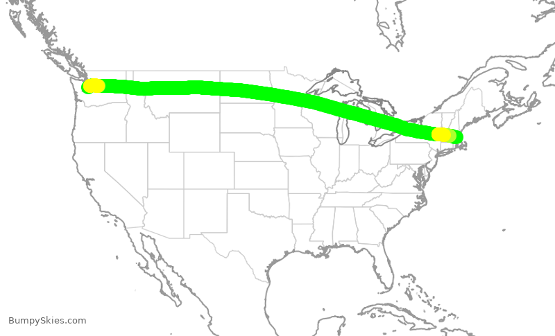 Turbulence forecast map for ASA1436, SEA to BOS