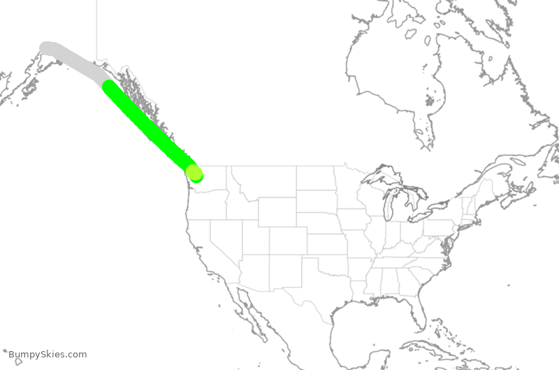 Turbulence forecast map for ASA1439, ANC to SEA