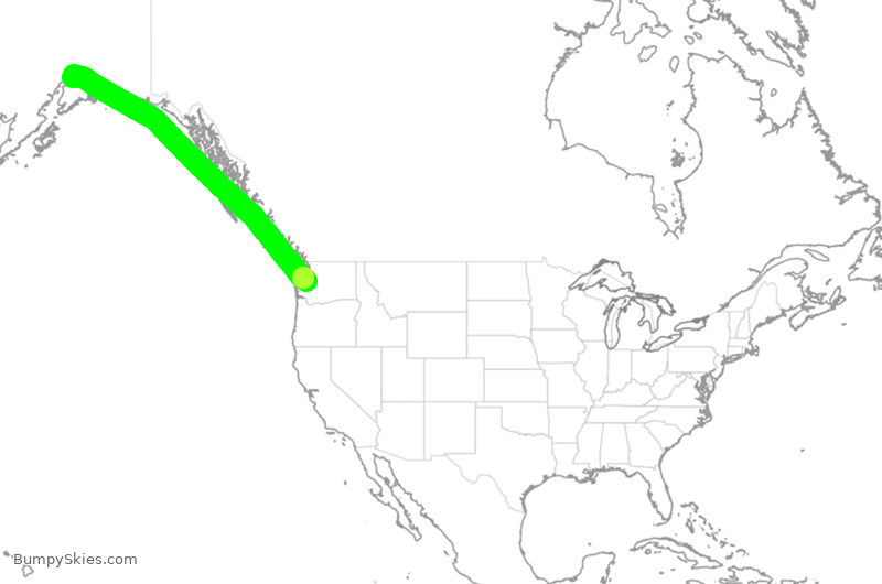 Turbulence forecast map for ASA1440, SEA to ANC