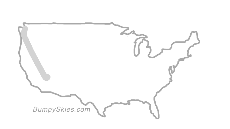 Map of continental US with illustrated flight path and turbulence forecast (described in text below)