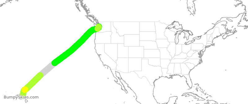 Turbulence forecast map for ASA144, HNL to SEA