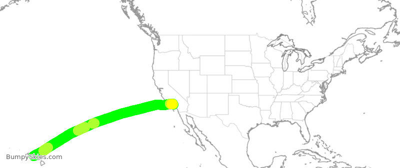 Turbulence forecast map for ASA1452, HNL to BUR