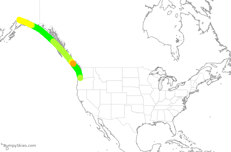 Turbulence forecast map for ASA1455, PDX to ANC