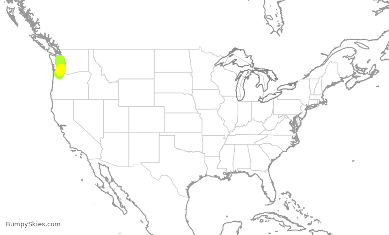 Turbulence forecast map for ASA1457, SEA to PDX