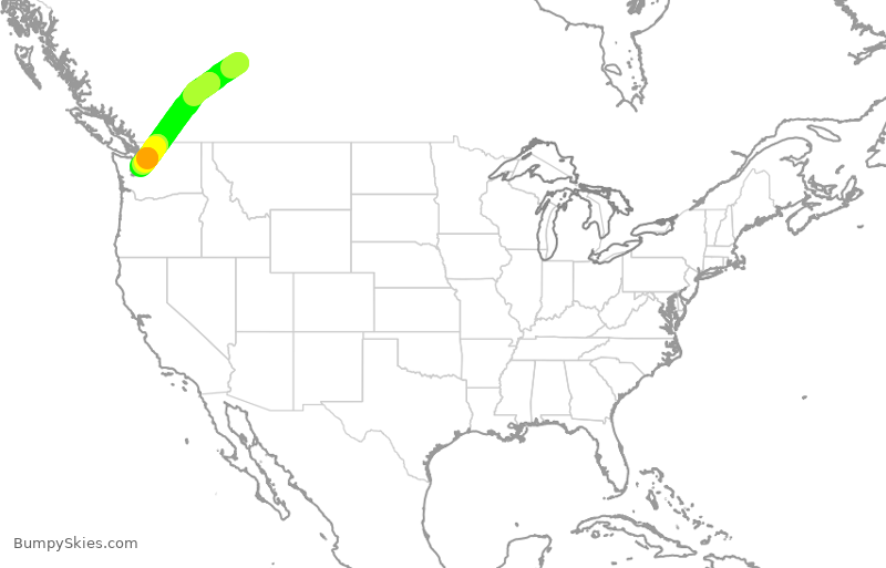 Turbulence forecast map for ASA1459, YEG to SEA
