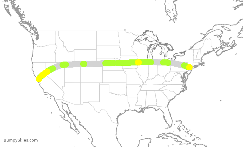 Turbulence forecast map for ASA1462, SFO to EWR