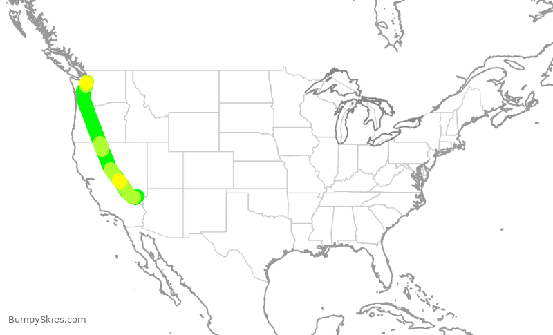 Turbulence forecast map for ASA1465, LAS to PAE
