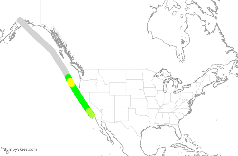 Turbulence forecast map for ASA1465, ANC to LAX