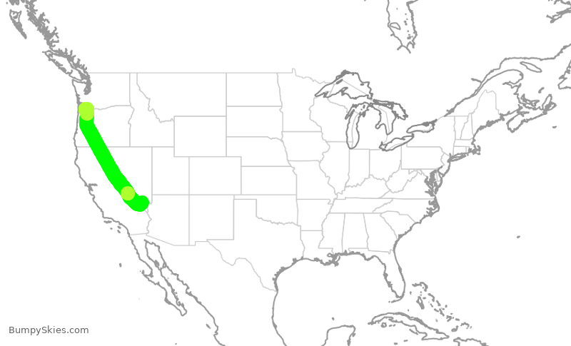 Turbulence forecast map for ASA1467, LAS to PDX