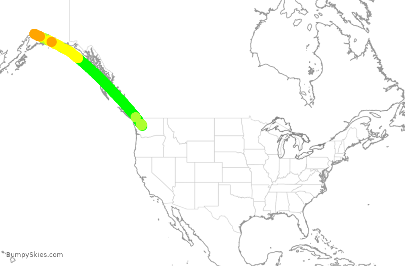 Turbulence forecast map for ASA1472, ANC to SEA