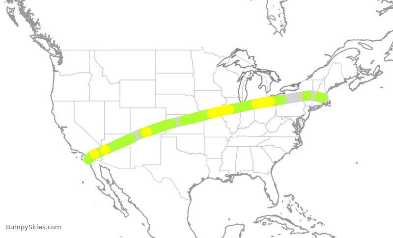 Turbulence forecast map for ASA1474, SAN to BOS