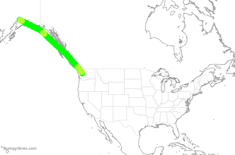 Turbulence forecast map for ASA1474, ANC to SEA