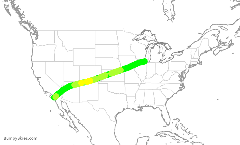 Turbulence forecast map for ASA1478, ORD to SAN