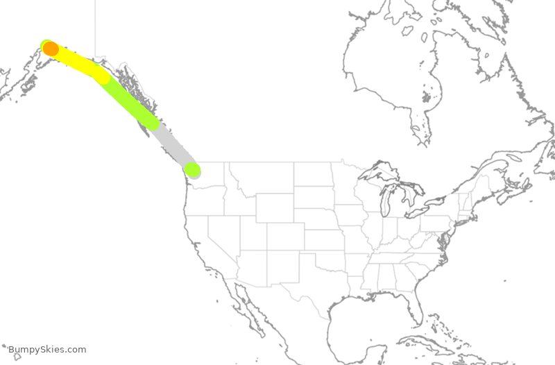 Turbulence forecast map for ASA1483, ANC to SEA