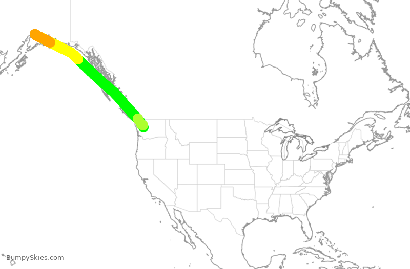 Turbulence forecast map for ASA1486, ANC to SEA