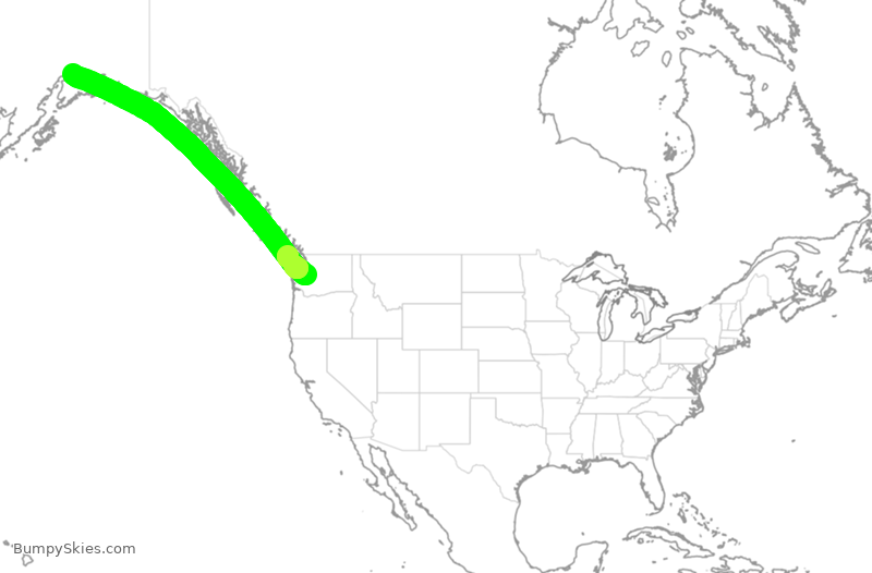 Turbulence forecast map for ASA1490, SEA to ANC