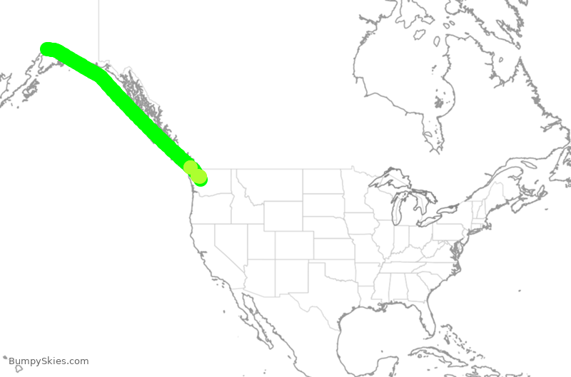 Turbulence forecast map for ASA1492, ANC to SEA