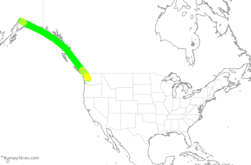 Turbulence forecast map for ASA1496, ANC to SEA