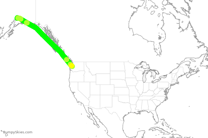Turbulence forecast map for ASA1497, SEA to ANC