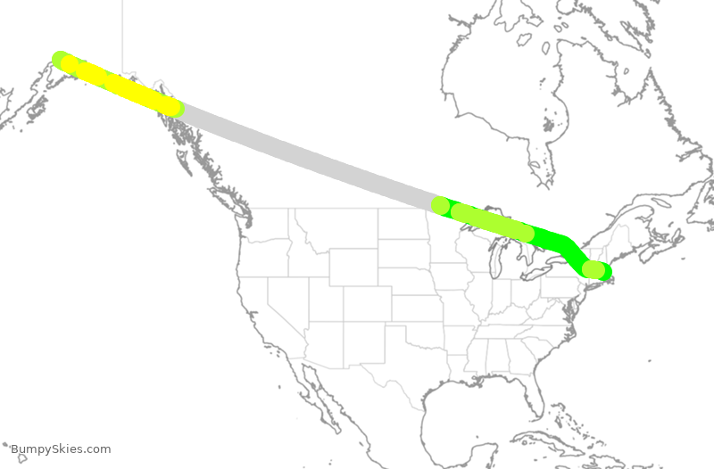 Turbulence forecast map for ASA1501, ANC to BOS