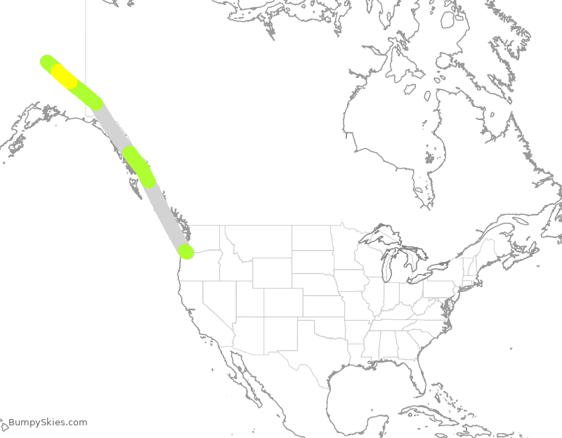 Turbulence forecast map for ASA1520, FAI to PDX