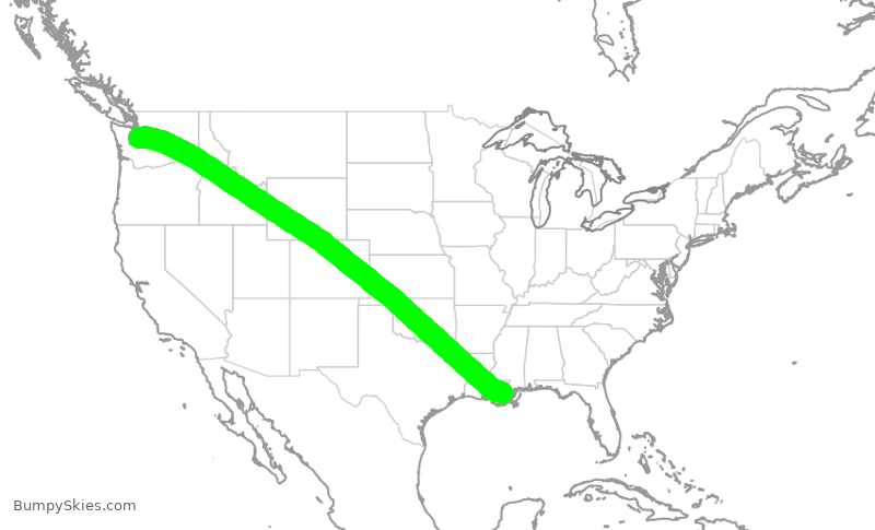 Turbulence forecast map for ASA1526, SEA to MSY