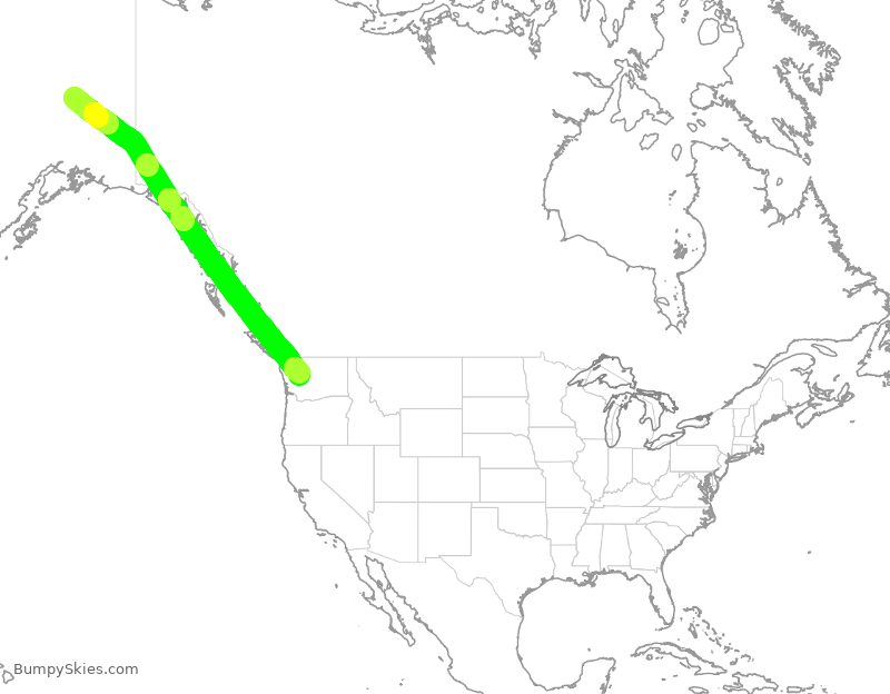 Turbulence forecast map for ASA1531, FAI to SEA