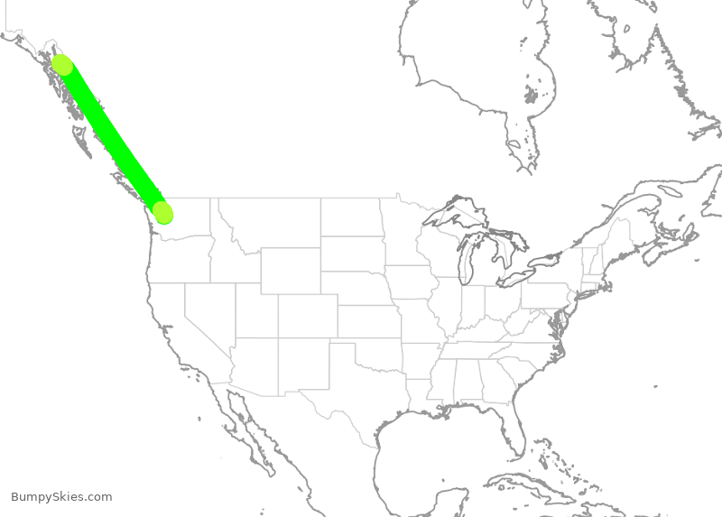 Turbulence forecast map for ASA1533, JNU to SEA