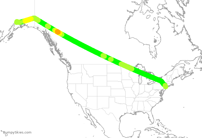 Turbulence forecast map for ASA1536, JFK to ANC
