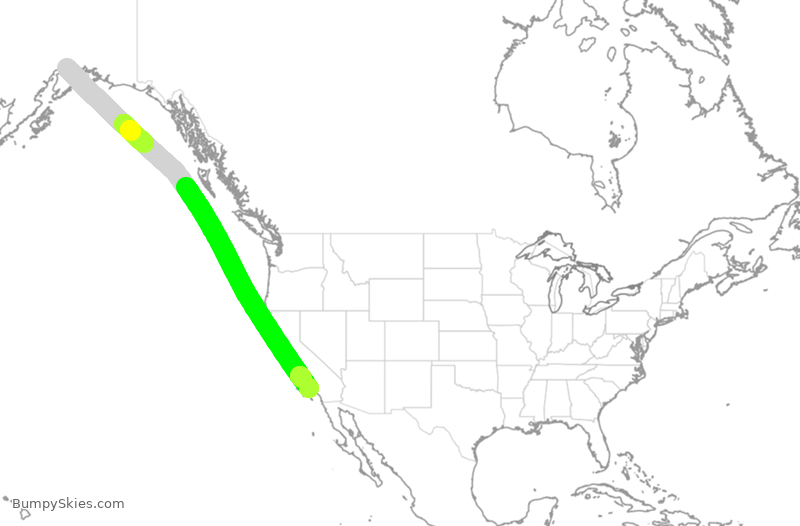 Turbulence forecast map for ASA1539, ANC to LAX