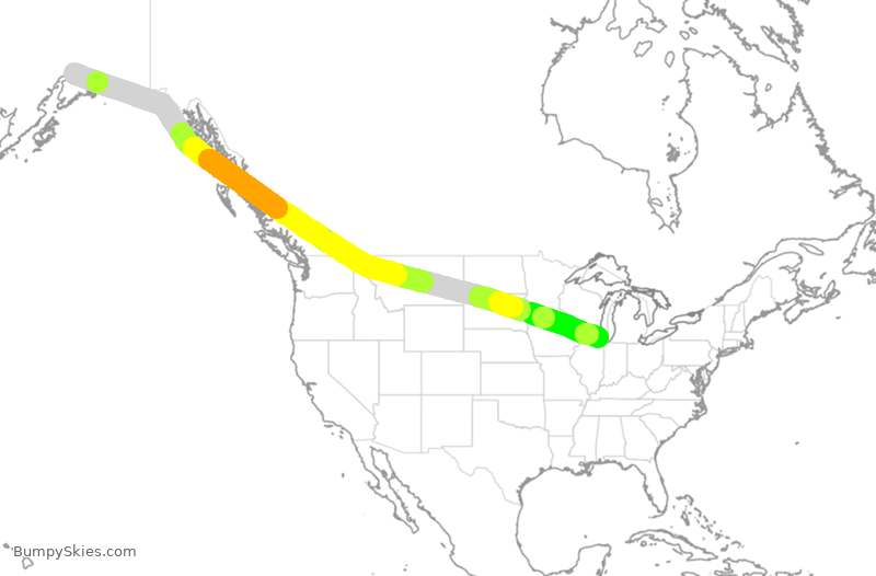 Turbulence forecast map for ASA1542, ANC to ORD