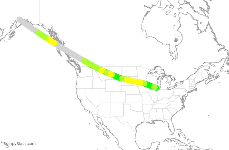 Turbulence forecast map for ASA1543, ANC to ORD