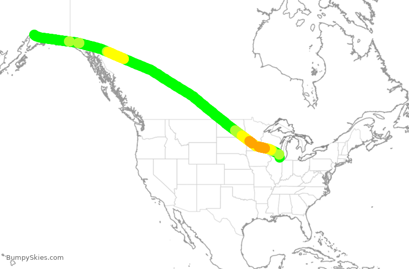 Turbulence forecast map for ASA1546, ORD to ANC