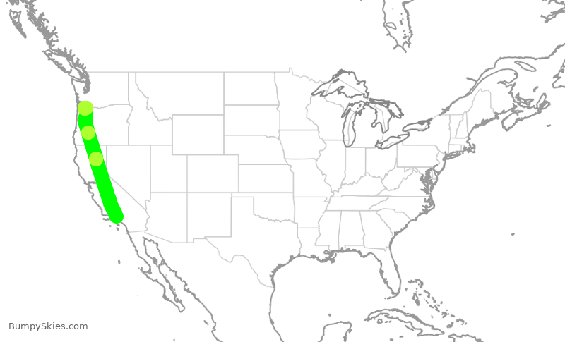 Turbulence forecast map for ASA1549, BUR to PDX