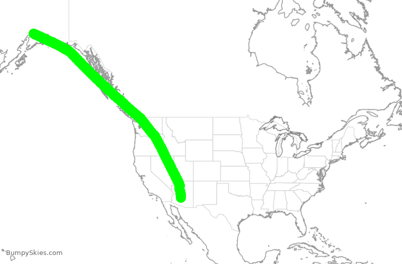 Turbulence forecast map for ASA1550, ANC to PHX