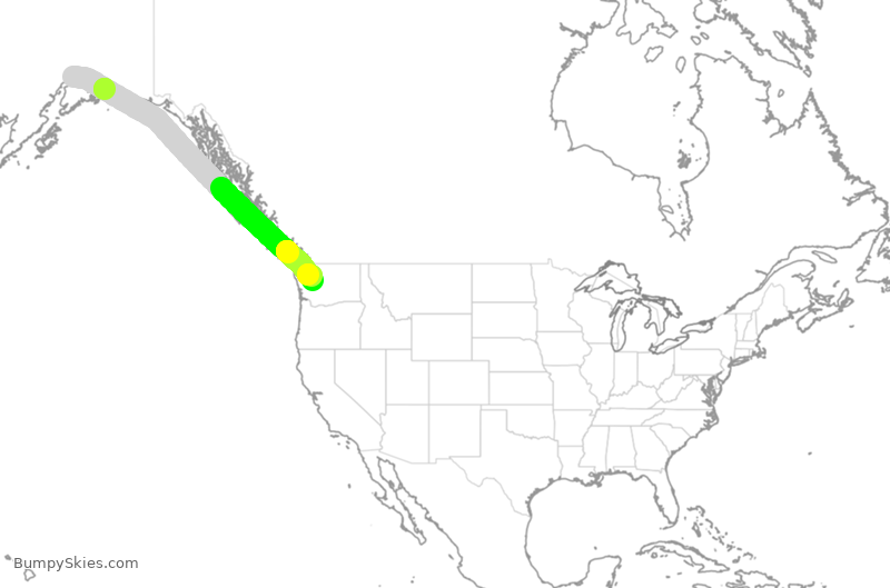 Turbulence forecast map for ASA1555, ANC to SEA
